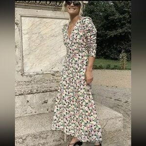 New H&M Conscious floral puff sleeve maxi dress size XXS